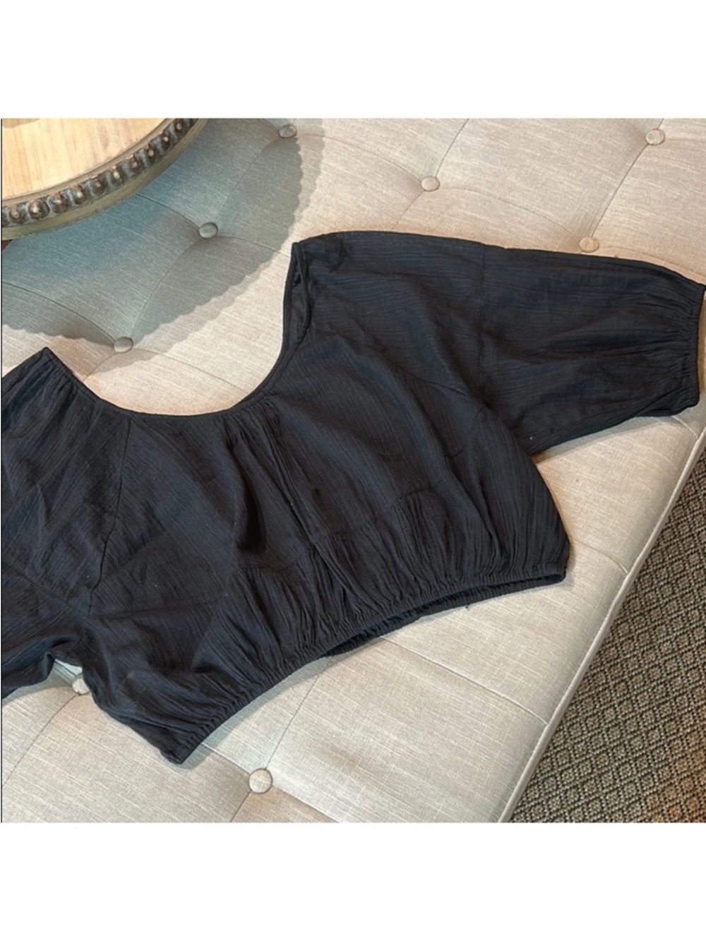 APiece Apart Cropped Scoop-Neck Puff Sleeve Top